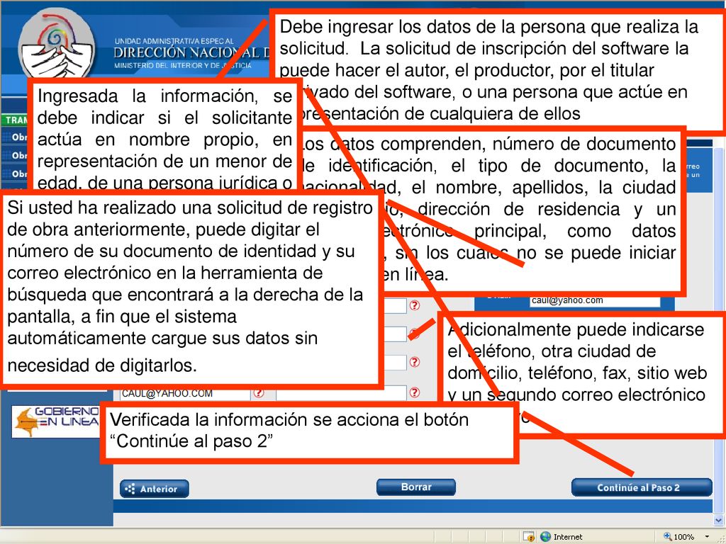 Debe ingresar los datos de la persona que realiza la solicitud