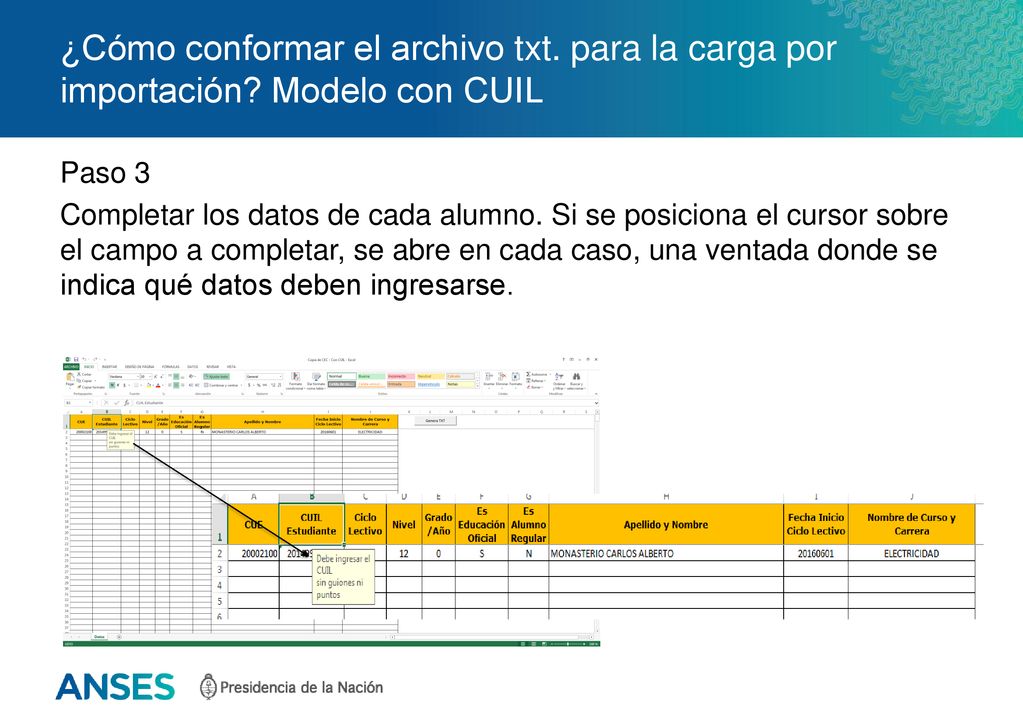 ¿Cómo conformar el archivo txt. para la carga por importación