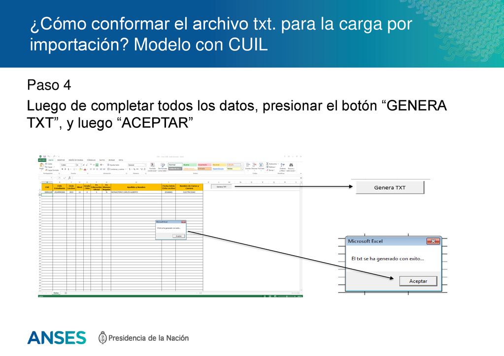 ¿Cómo conformar el archivo txt. para la carga por importación