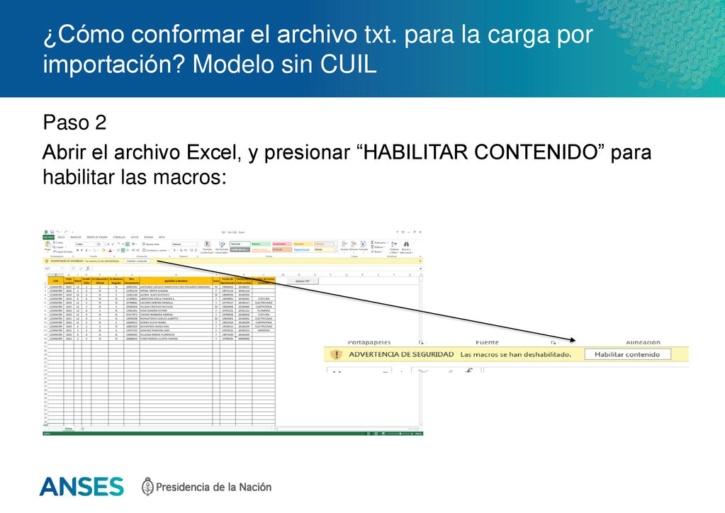 ¿Cómo conformar el archivo txt. para la carga por importación