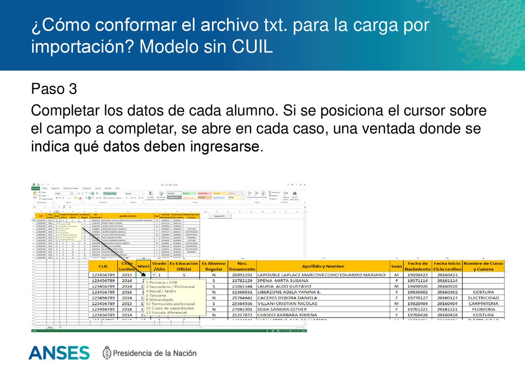 ¿Cómo conformar el archivo txt. para la carga por importación