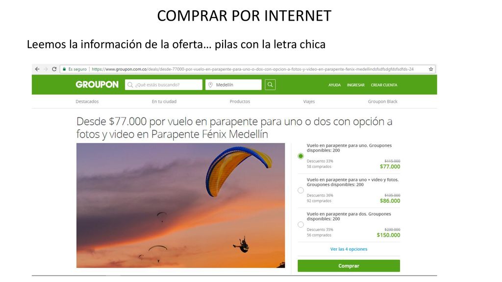 Leemos la información de la oferta… pilas con la letra chica