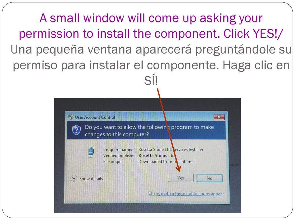 A small window will come up asking your permission to install the component.