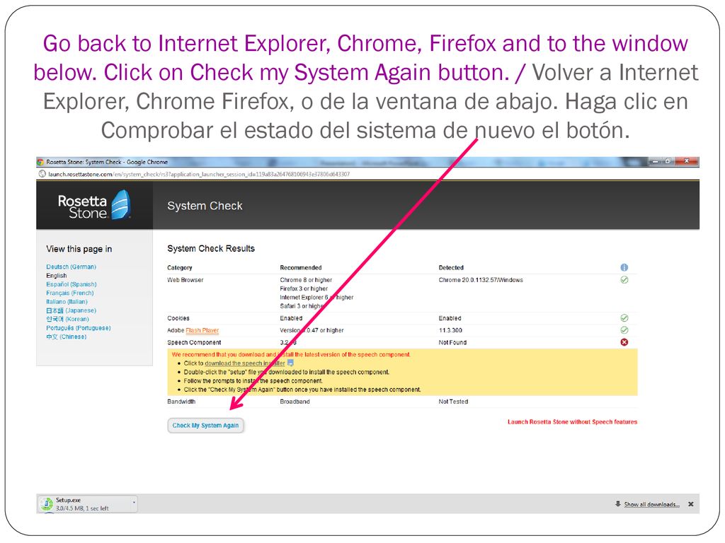 Go back to Internet Explorer, Chrome, Firefox and to the window below