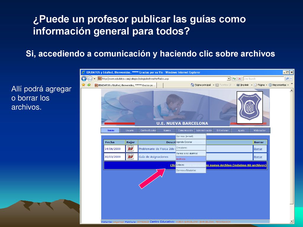 ¿Puede un profesor publicar las guías como información general para todos