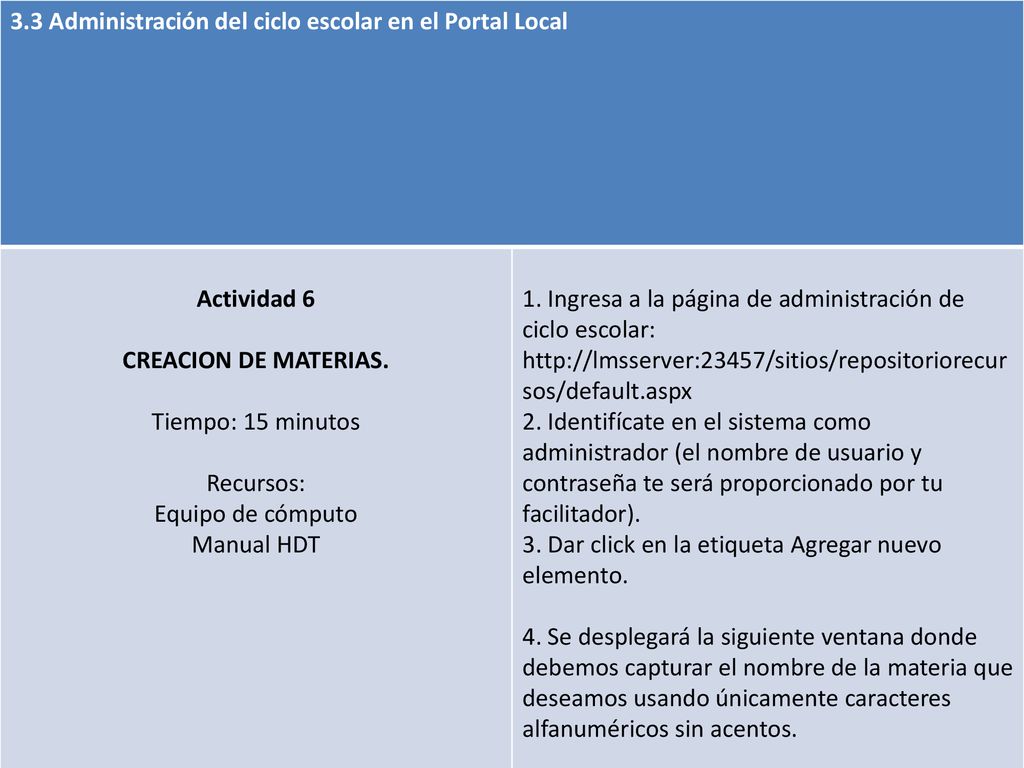 3.3 Administración del ciclo escolar en el Portal Local