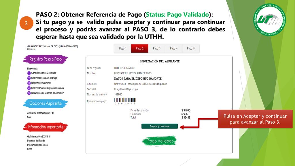Pulsa en Aceptar y continuar para avanzar al Paso 3.