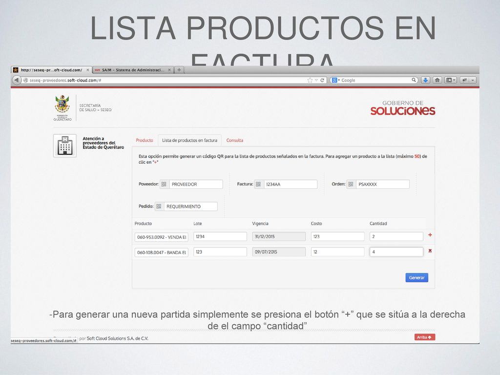 LISTA PRODUCTOS EN FACTURA