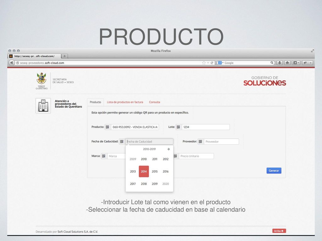 PRODUCTO -Introducir Lote tal como vienen en el producto