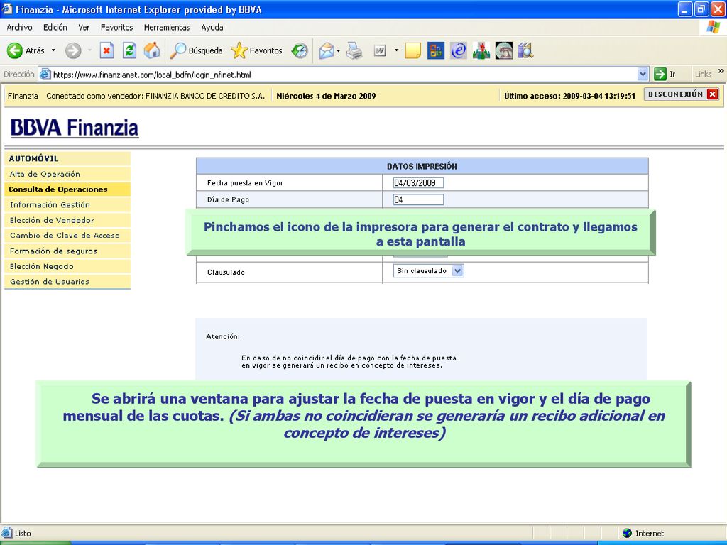 Pinchamos el icono de la impresora para generar el contrato y llegamos a esta pantalla