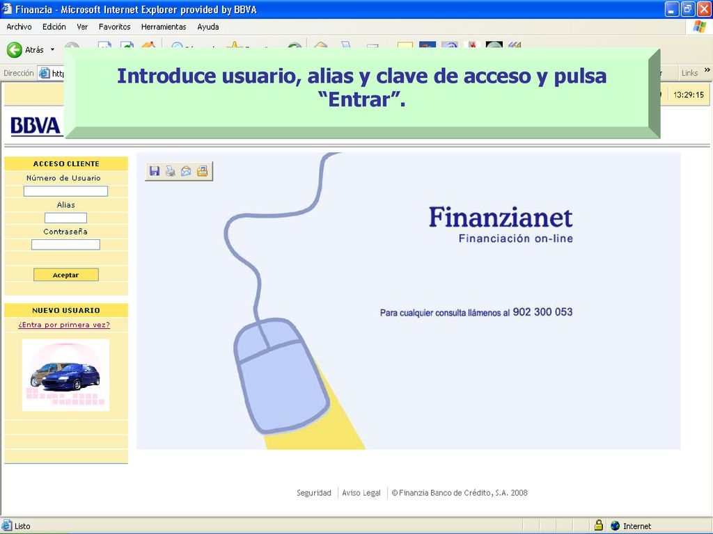 Introduce usuario, alias y clave de acceso y pulsa Entrar .