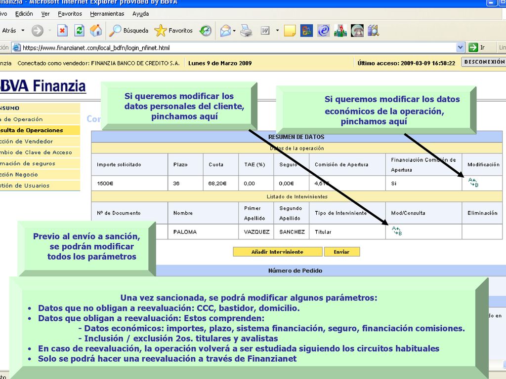 Si queremos modificar los datos personales del cliente, pinchamos aquí