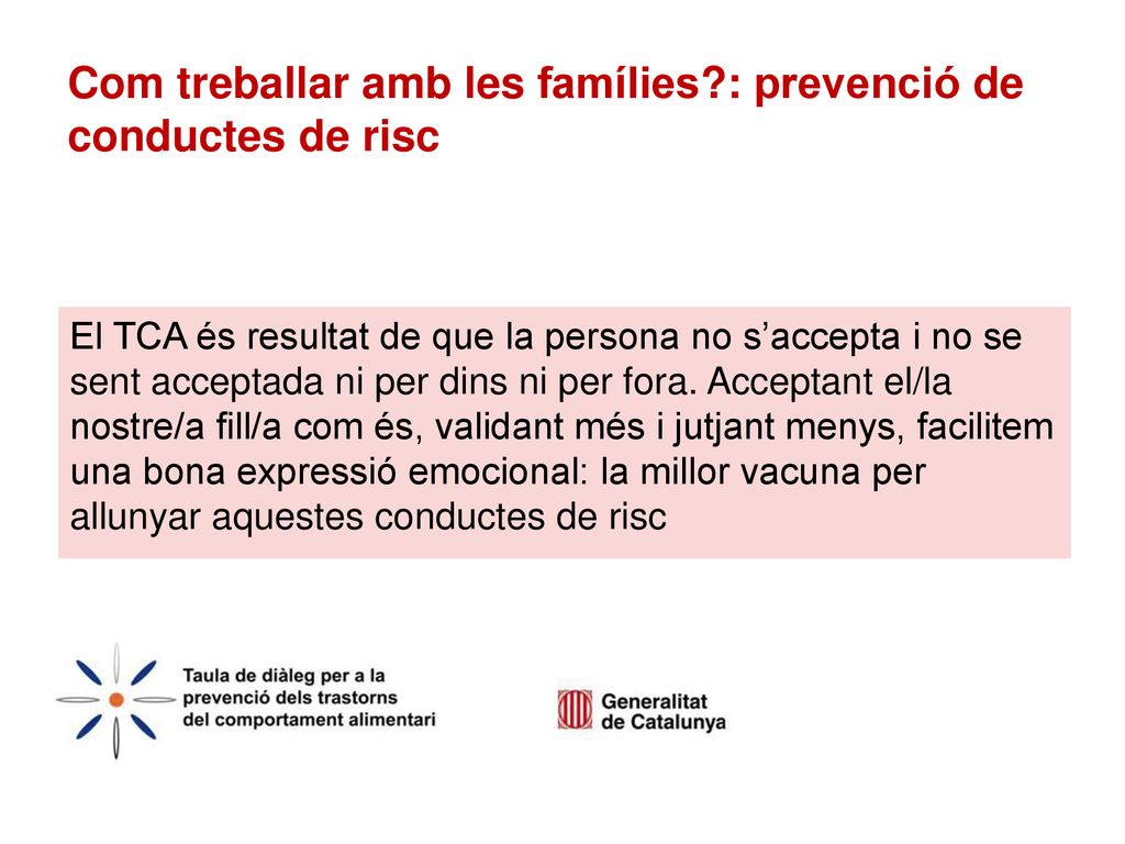 Com treballar amb les famílies : prevenció de conductes de risc