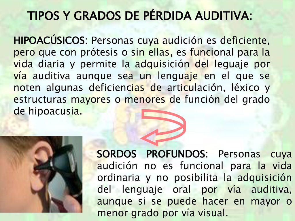 TIPOS Y GRADOS DE PÉRDIDA AUDITIVA: