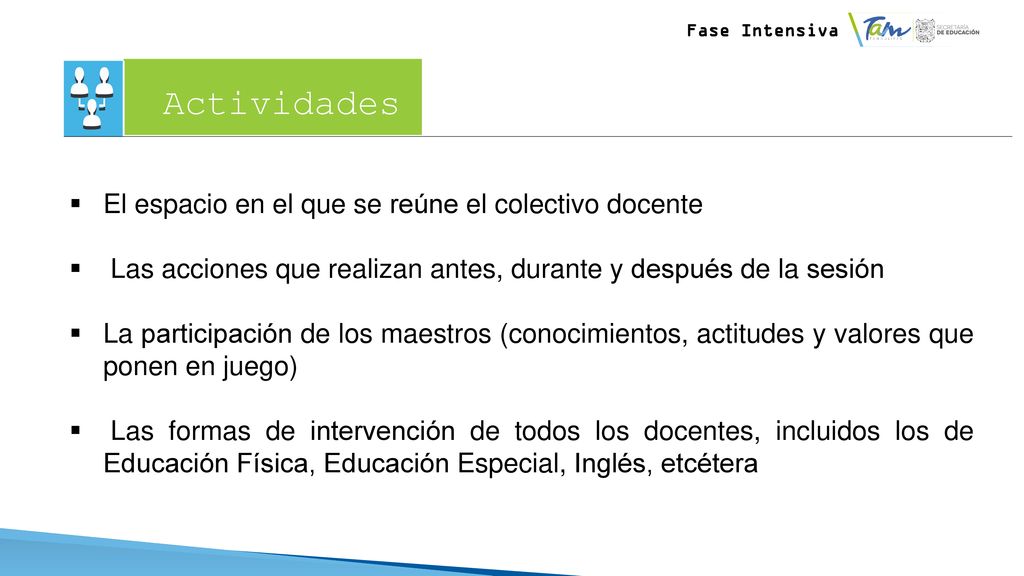 Actividades El espacio en el que se reúne el colectivo docente