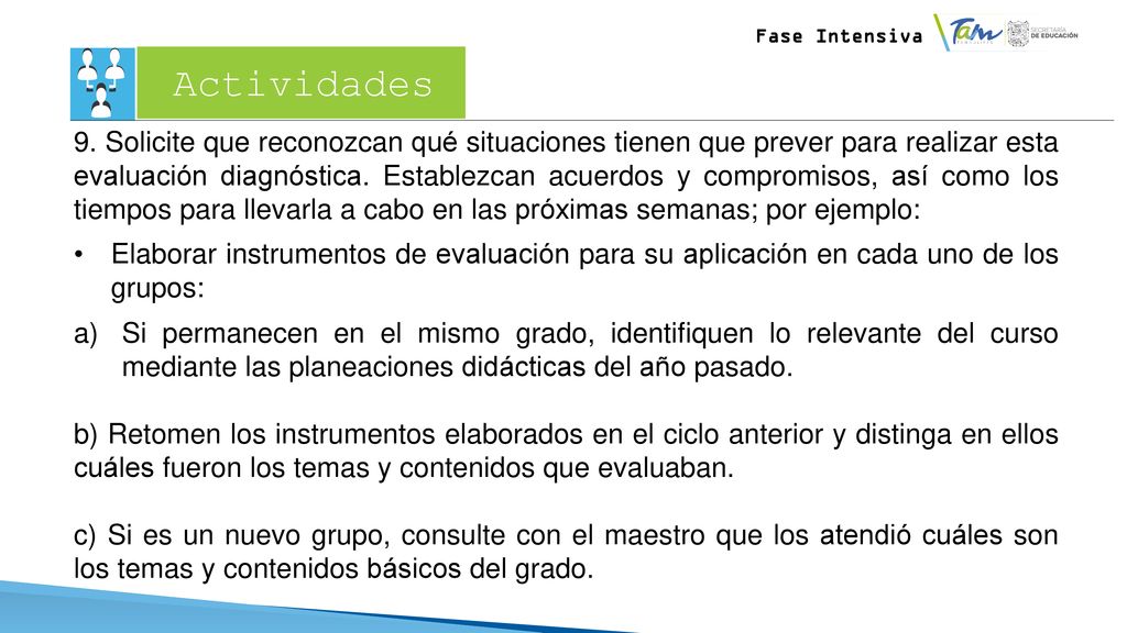 Fase Intensiva Actividades.