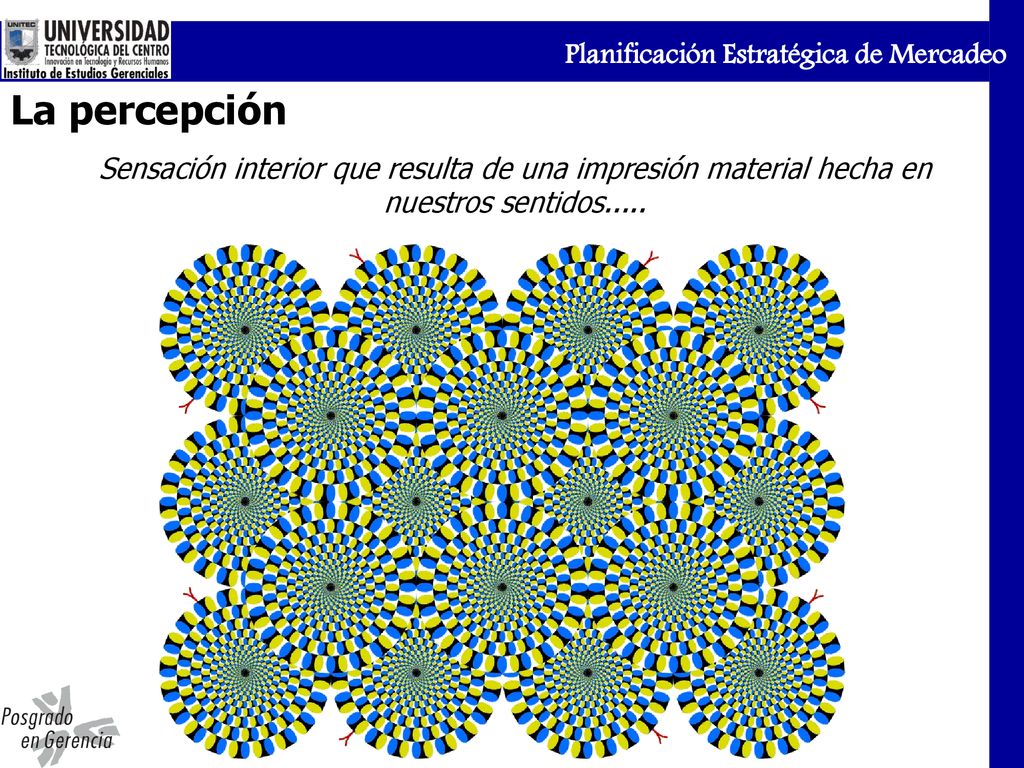 La percepción Sensación interior que resulta de una impresión material hecha en nuestros sentidos.....
