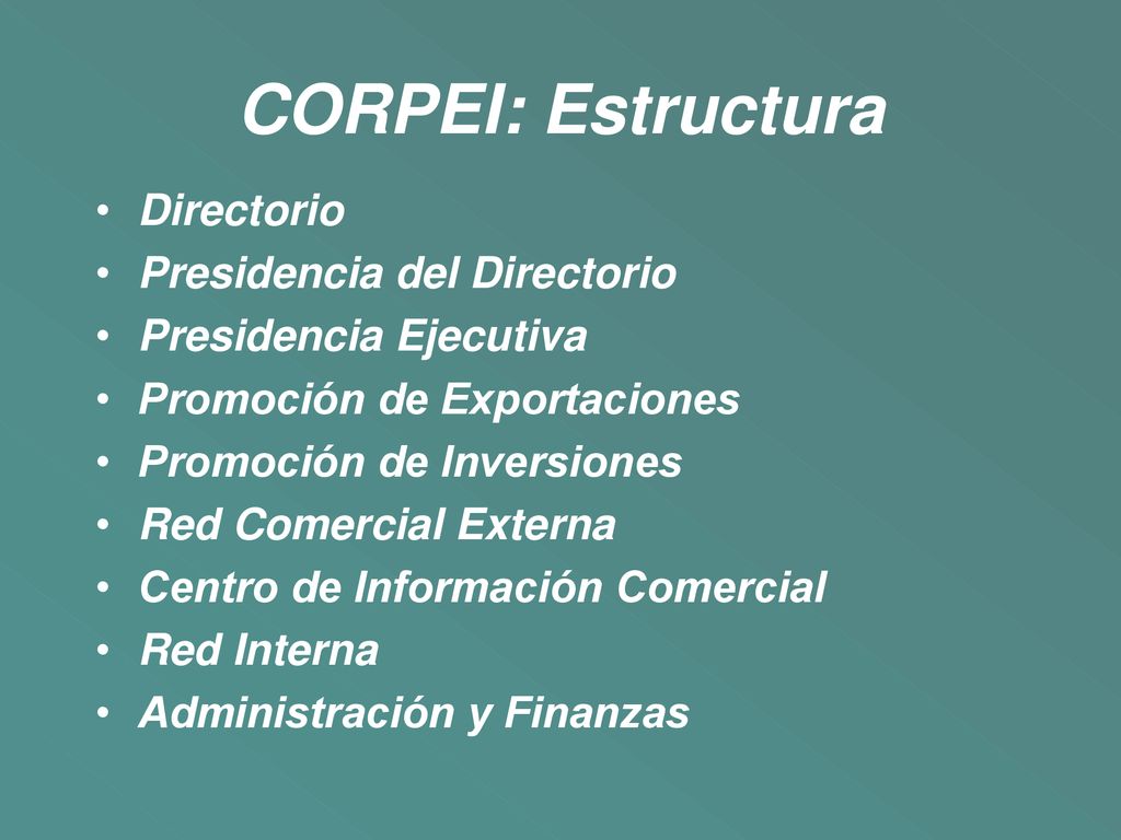 CORPEI: Estructura Directorio Presidencia del Directorio