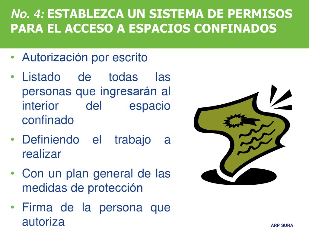 No. 4: ESTABLEZCA UN SISTEMA DE PERMISOS PARA EL ACCESO A ESPACIOS CONFINADOS