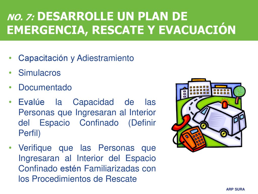 NO. 7: DESARROLLE UN PLAN DE EMERGENCIA, RESCATE Y EVACUACIÓN