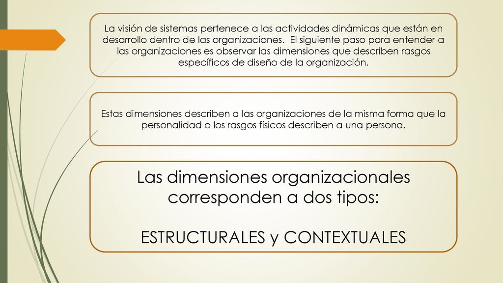 Las dimensiones organizacionales corresponden a dos tipos:
