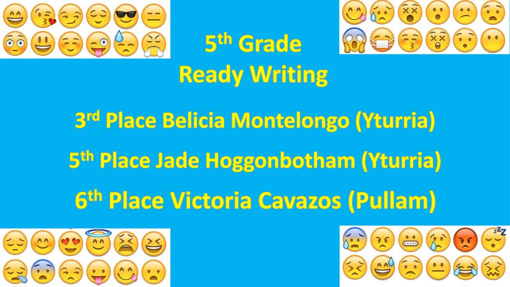 5th Grade Ready Writing 6th Place Victoria Cavazos (Pullam)