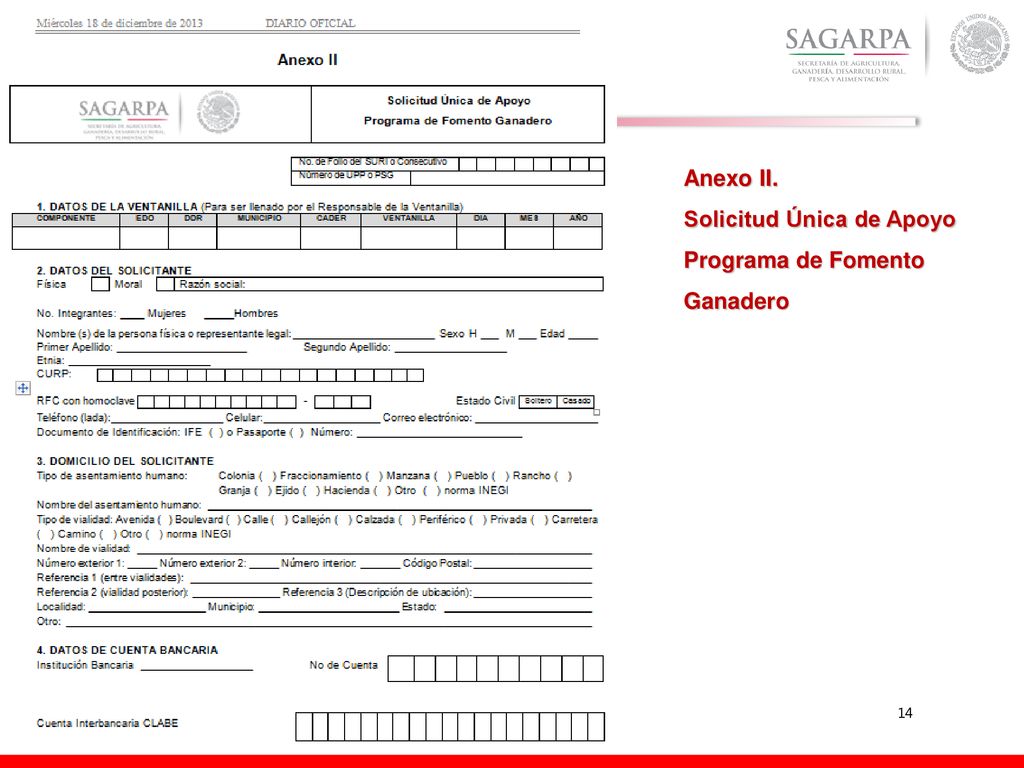 Anexo II. Solicitud Única de Apoyo Programa de Fomento Ganadero