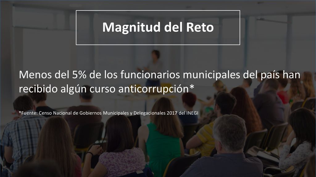 Magnitud del Reto Menos del 5% de los funcionarios municipales del país han recibido algún curso anticorrupción*