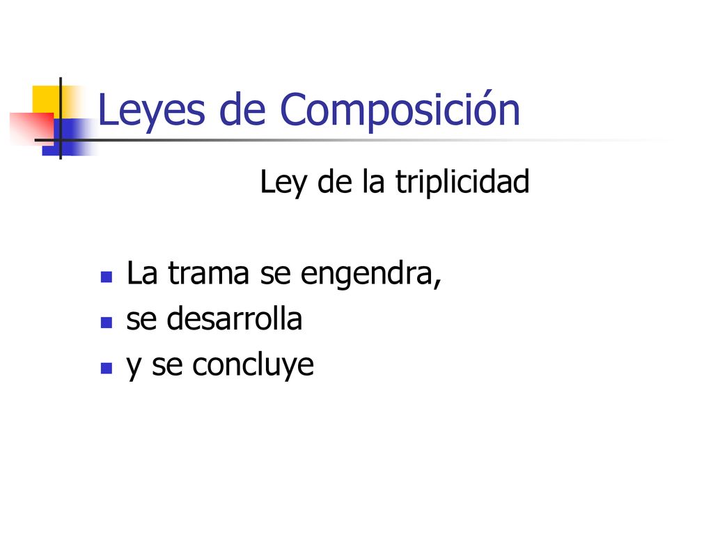 Leyes de Composición Ley de la triplicidad La trama se engendra,