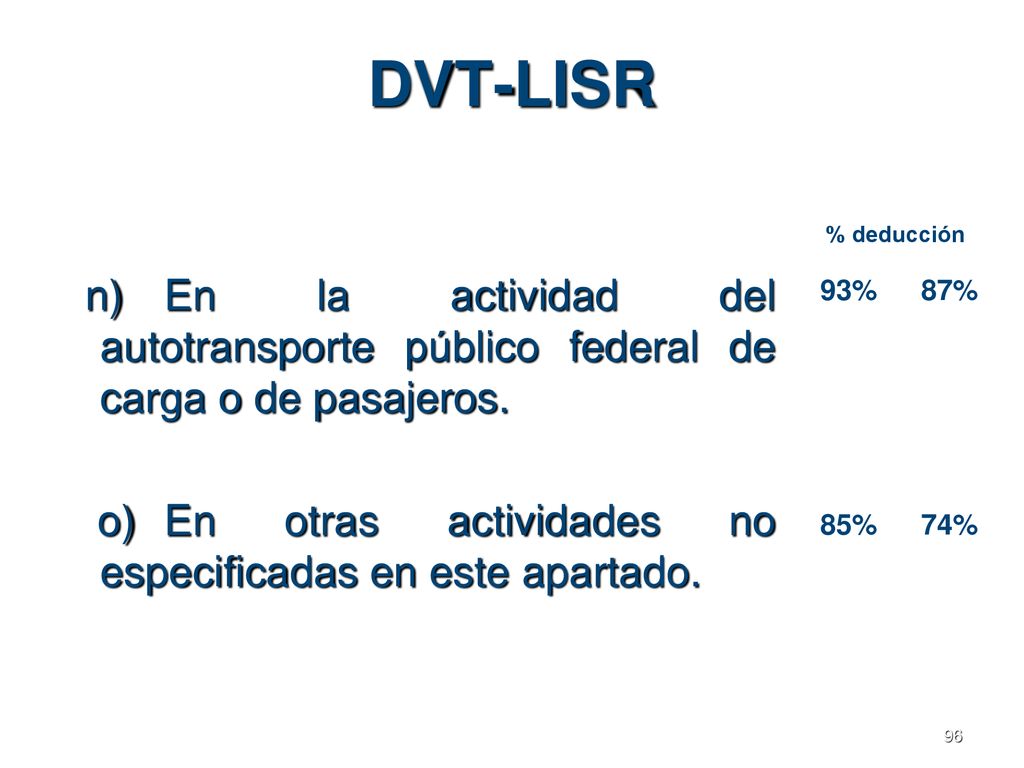 DVT-LISR o) En otras actividades no especificadas en este apartado.