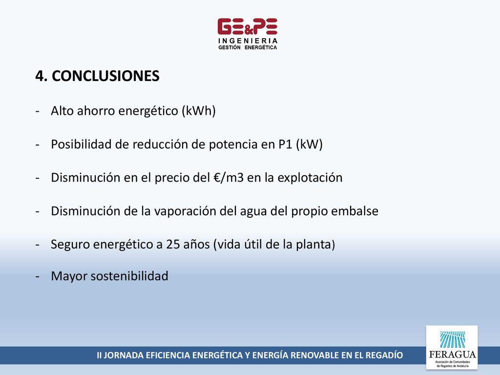 II JORNADA EFICIENCIA ENERGÉTICA Y ENERGÍA RENOVABLE EN EL REGADÍO