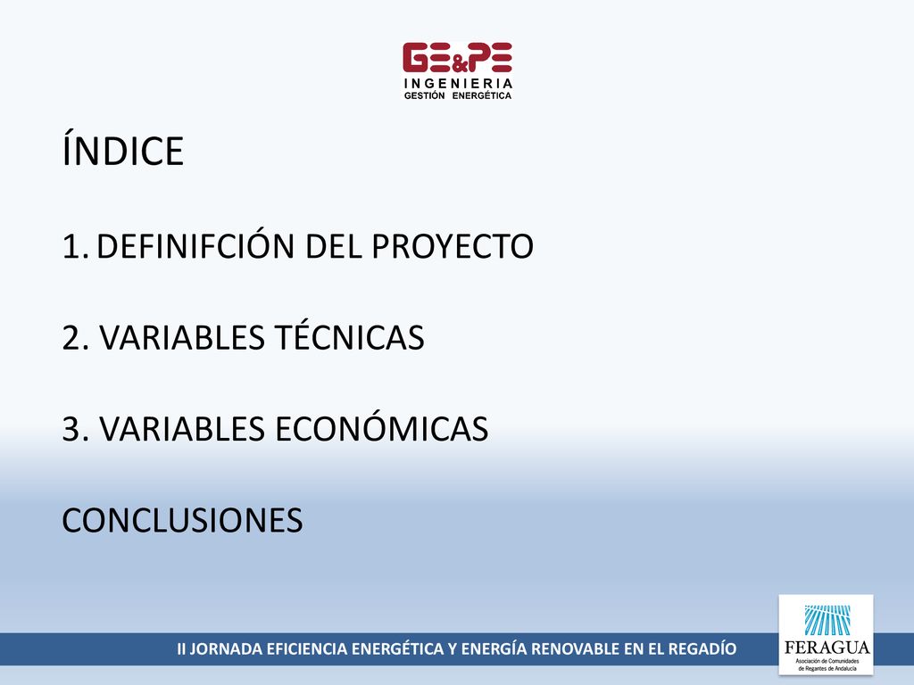 II JORNADA EFICIENCIA ENERGÉTICA Y ENERGÍA RENOVABLE EN EL REGADÍO