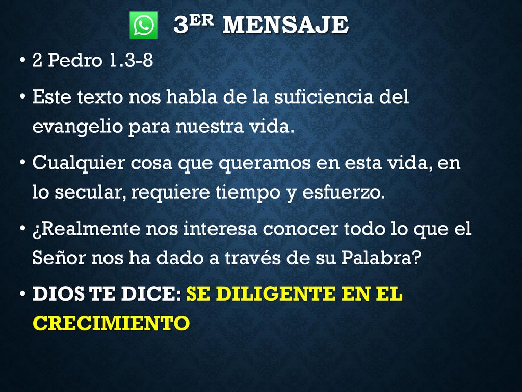 3er mensaje 2 Pedro Este texto nos habla de la suficiencia del evangelio para nuestra vida.