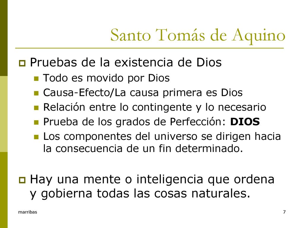 Santo Tomás de Aquino Pruebas de la existencia de Dios