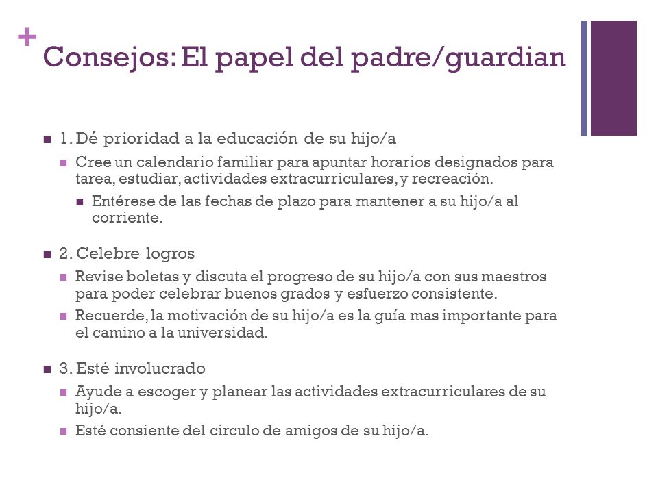 Consejos: El papel del padre/guardian