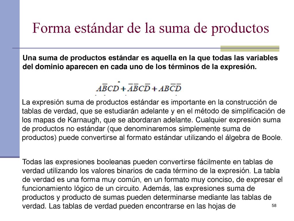 Forma estándar de la suma de productos
