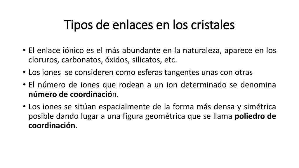 Tipos de enlaces en los cristales