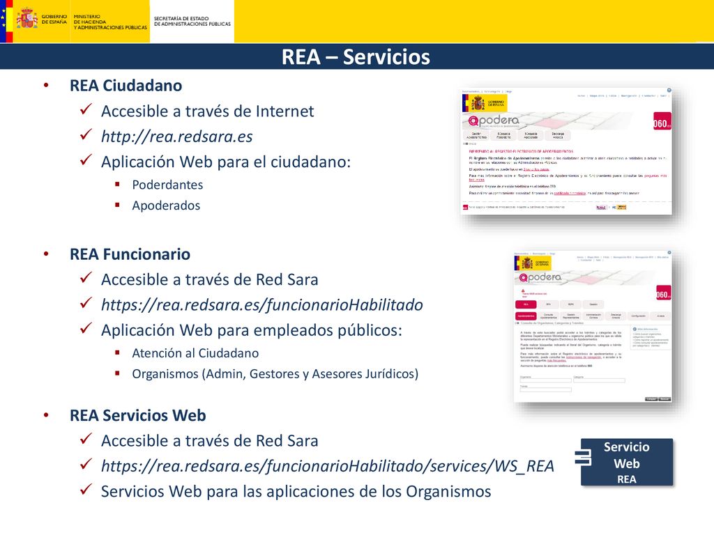 REA – Servicios REA Ciudadano Accesible a través de Internet