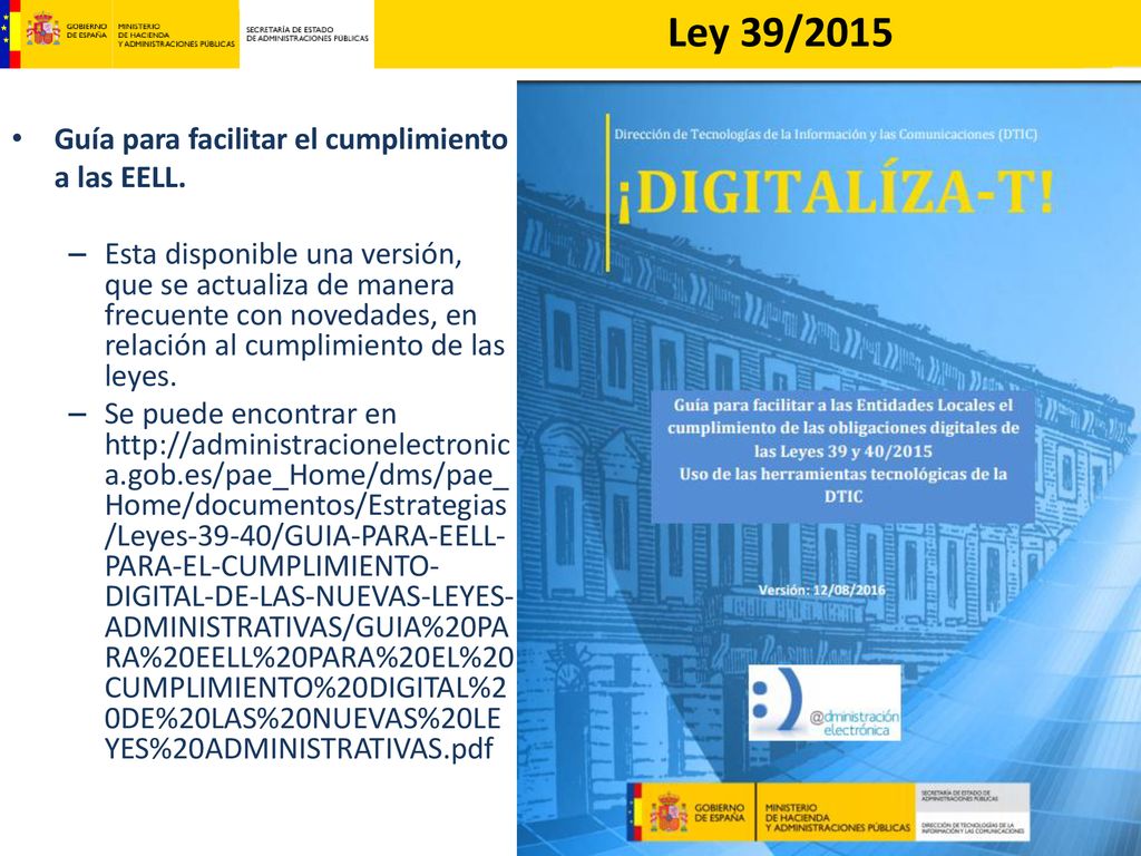Ley 39/2015 Guía para facilitar el cumplimiento a las EELL.