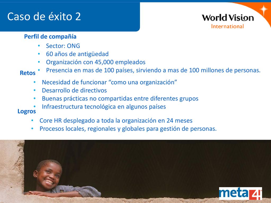 Caso de éxito 2 Perfil de compañía Sector: ONG 60 años de antigüedad