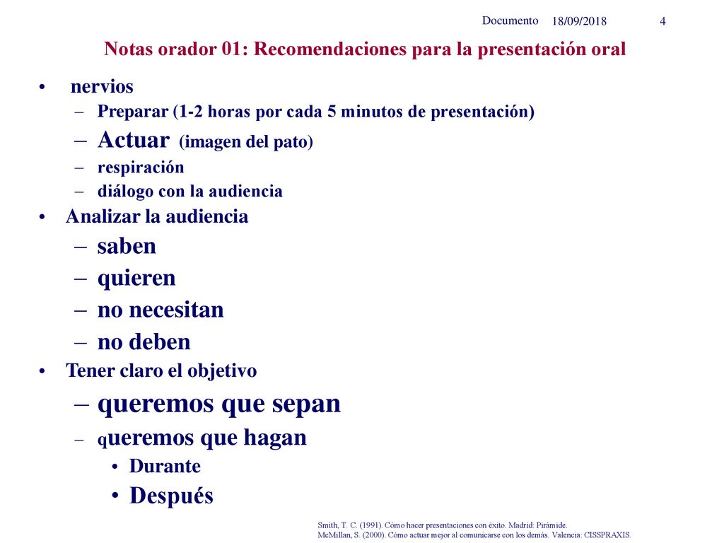 Notas orador 01: Recomendaciones para la presentación oral