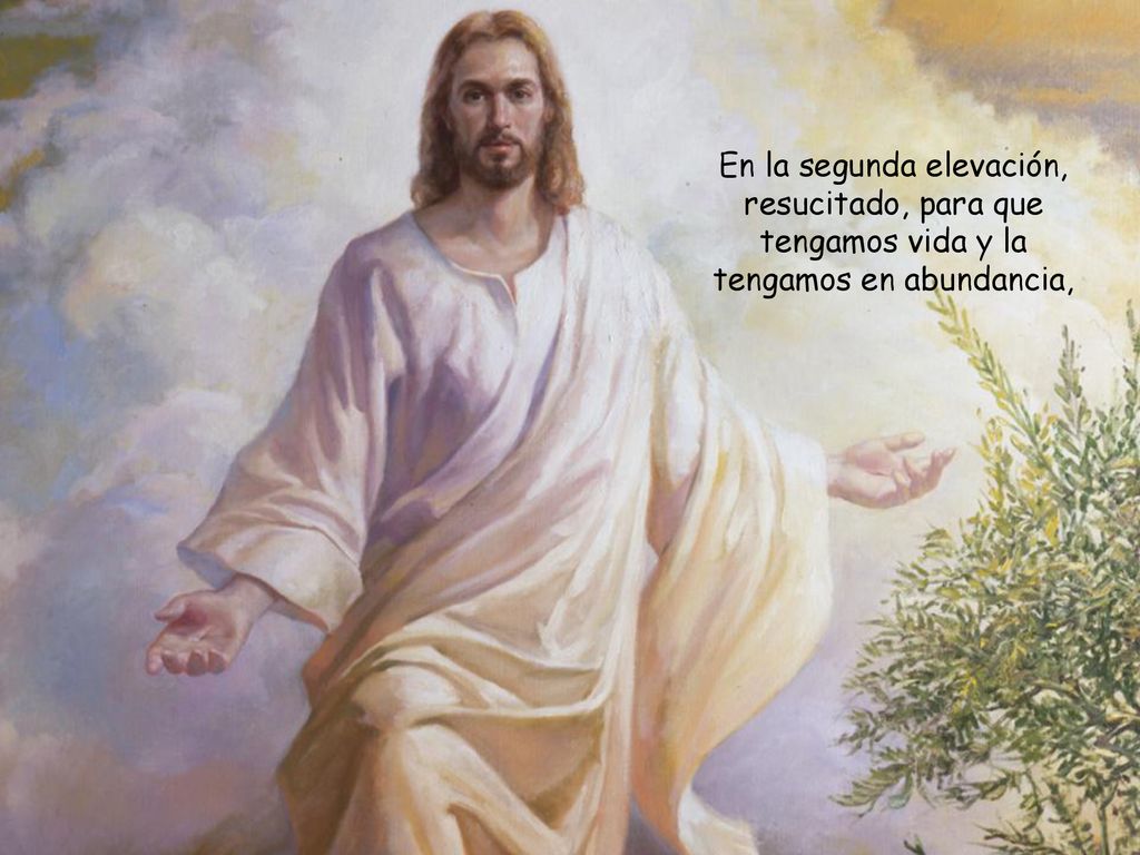 En la segunda elevación, resucitado, para que tengamos vida y la tengamos en abundancia,