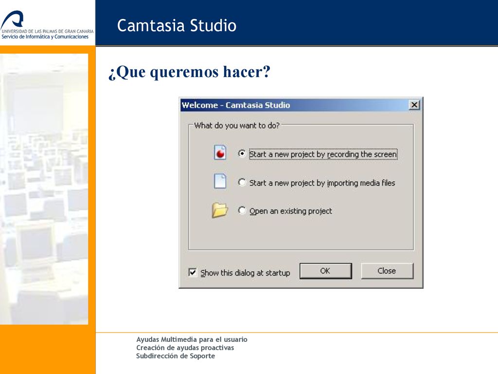Camtasia Studio ¿Que queremos hacer Página para texto en general.