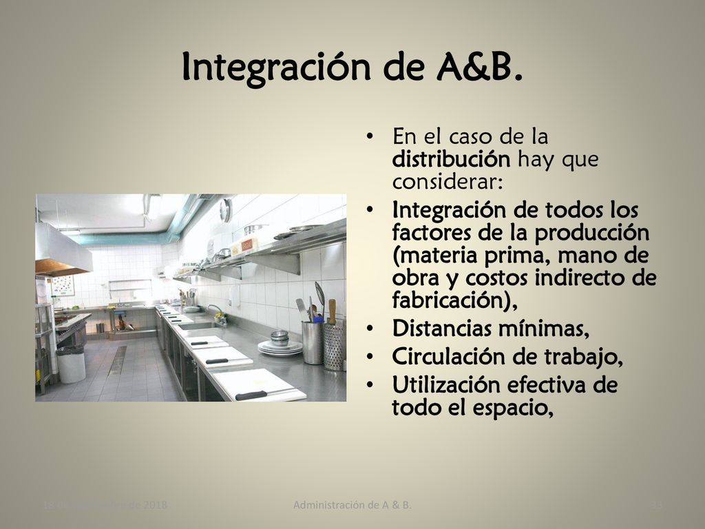 Integración de A&B. En el caso de la distribución hay que considerar: