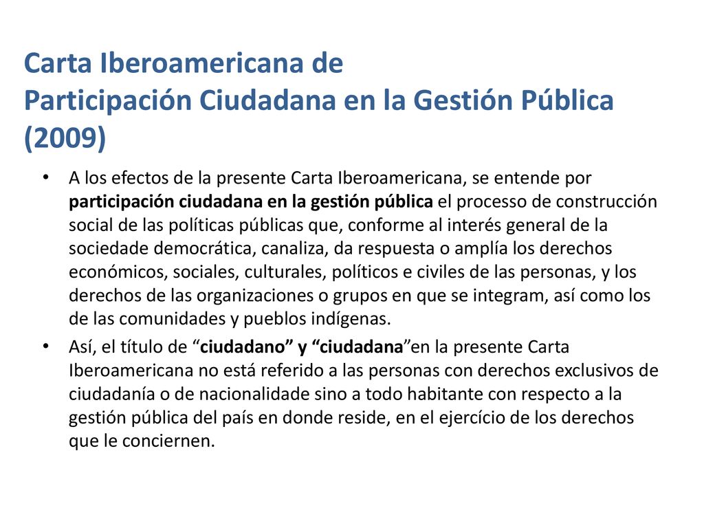 Carta Iberoamericana de Participación Ciudadana en la Gestión Pública (2009)