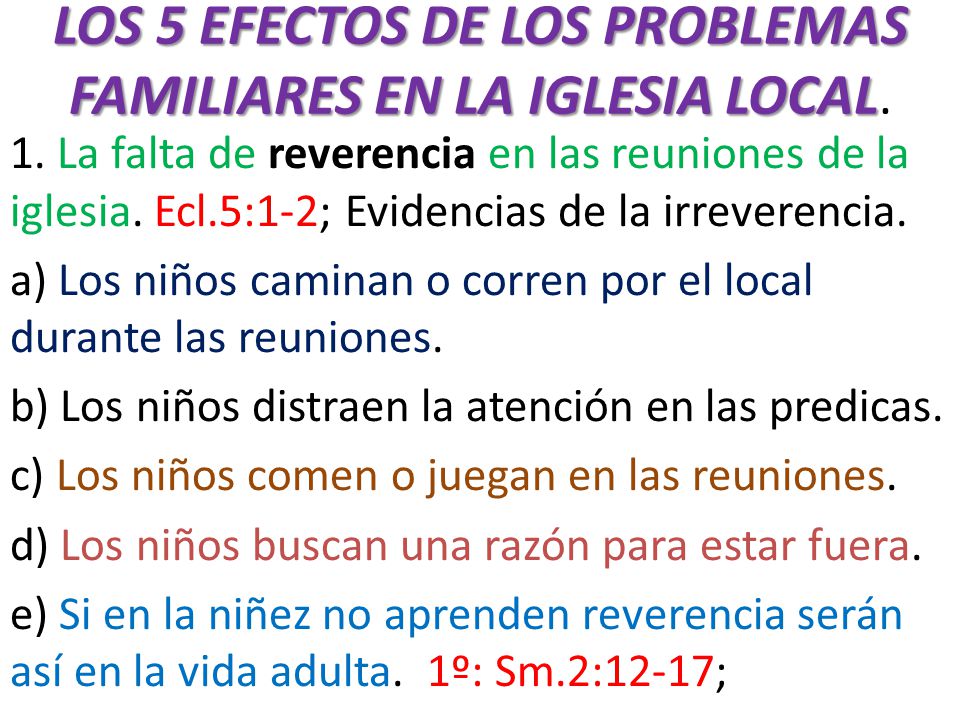 LOS 5 EFECTOS DE LOS PROBLEMAS FAMILIARES EN LA IGLESIA LOCAL.