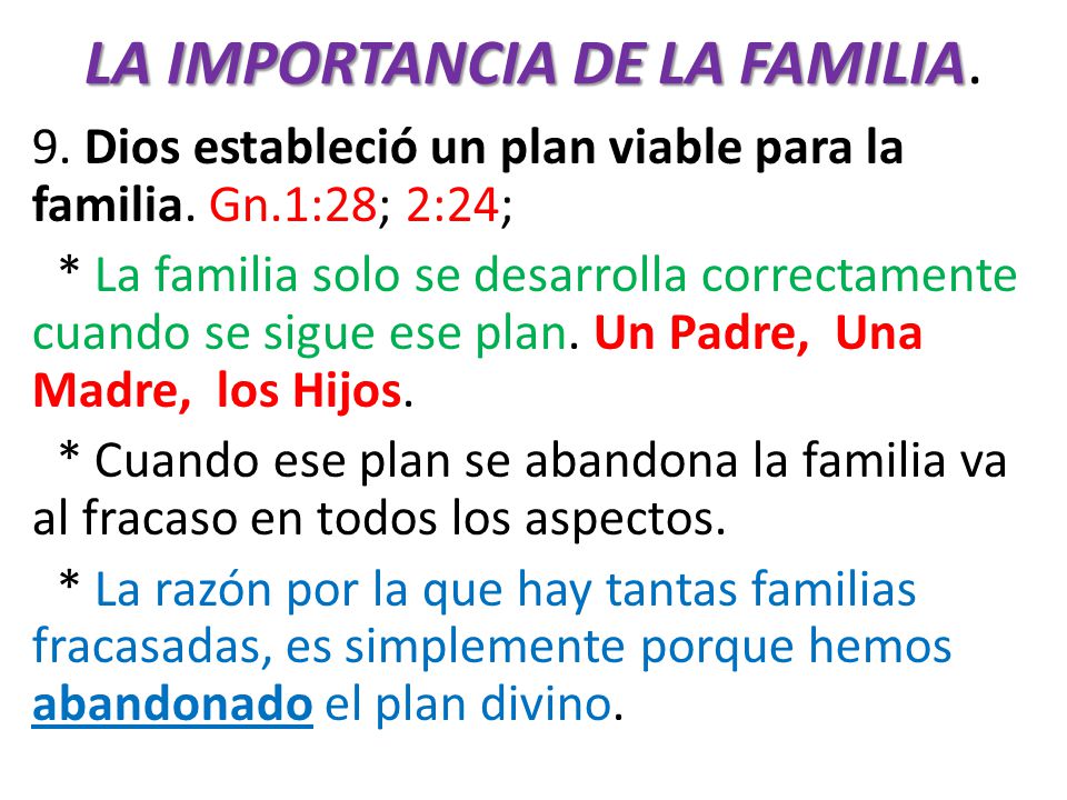 LA IMPORTANCIA DE LA FAMILIA.