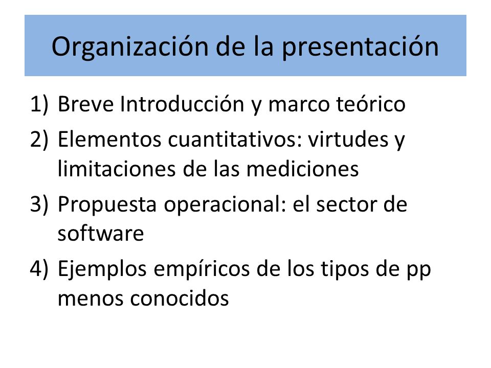 Organización de la presentación