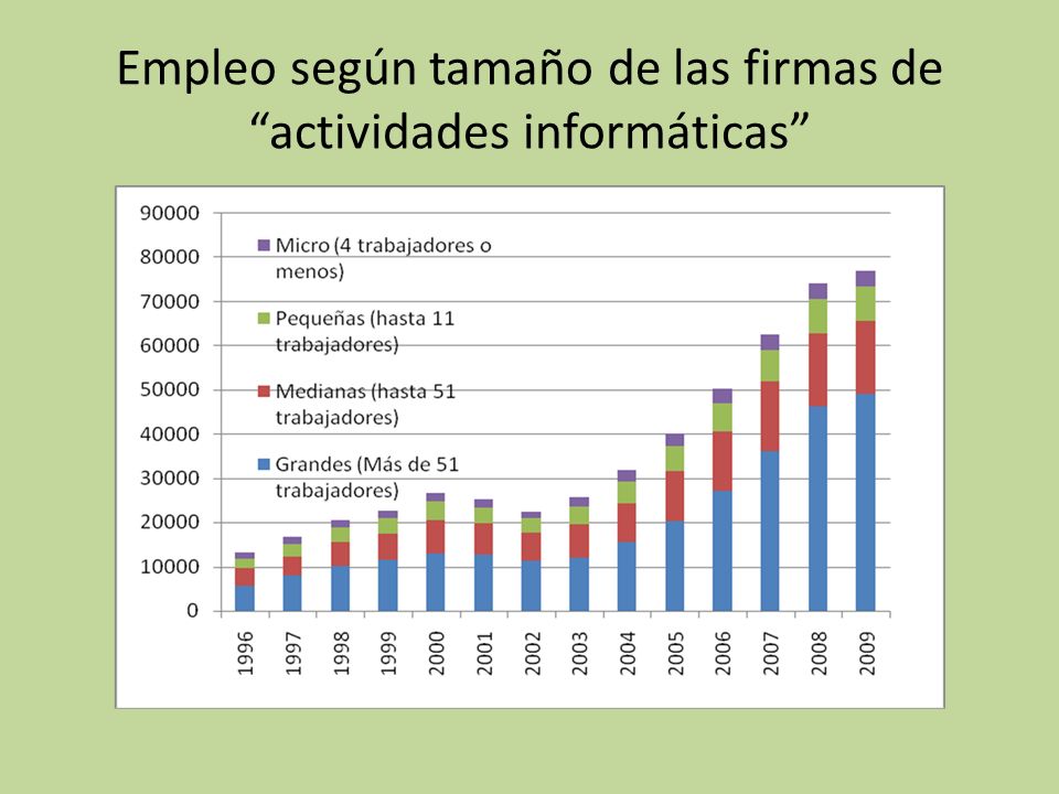 Empleo según tamaño de las firmas de actividades informáticas