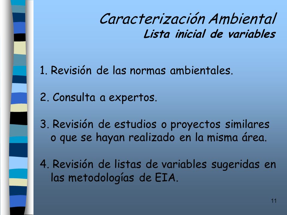 Caracterización Ambiental Lista inicial de variables